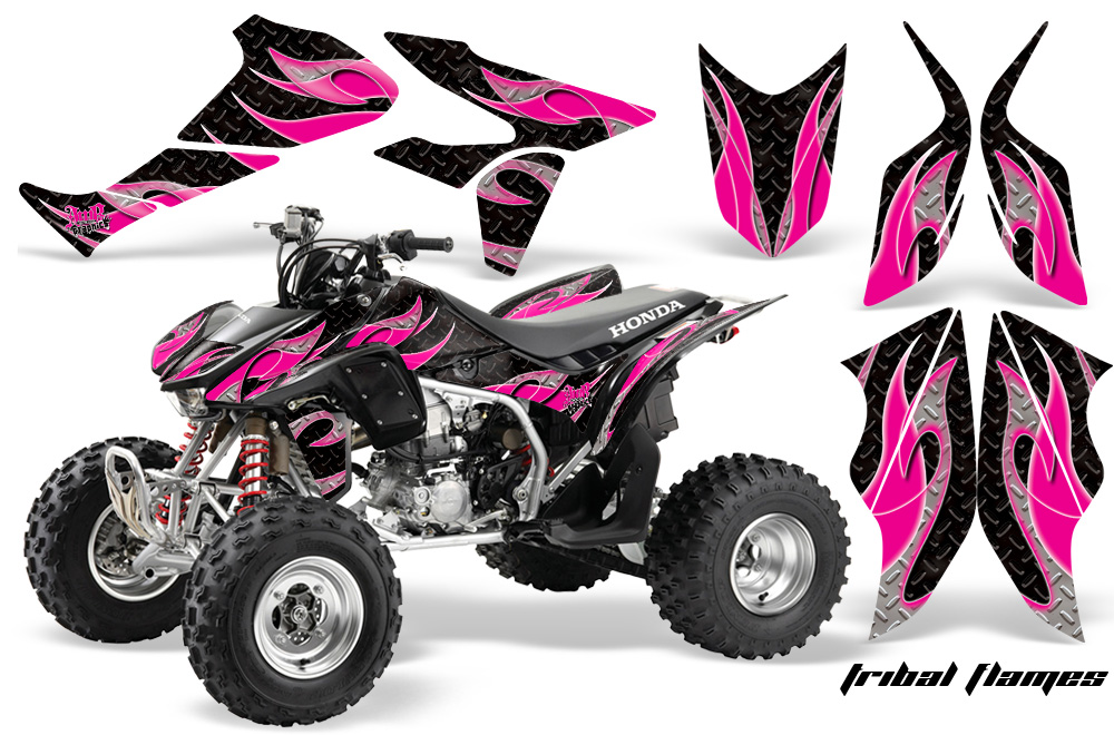 Honda TRX450 Graphics Kit TRIBALFLAMES PINK BLACKBG